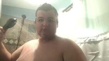 chubby boy in the shower
