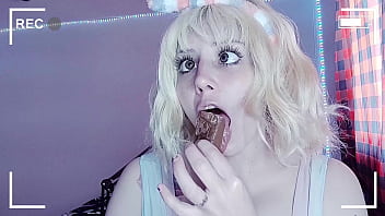 licking and eating chocolate