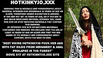 Sexy Viking Hotkinkyjo fuck her ass with fat dildo from mrhankey &_ anal prolapse in the forest