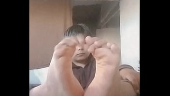 Teen boy show feet