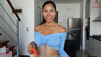 She fucks herself with a vibrator before letting the guy have his turn - Christina Rio