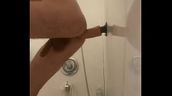 Huge dildo in shower