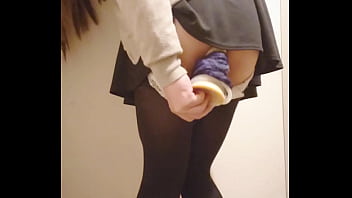 Japanese girl public changing room dildo masturbation