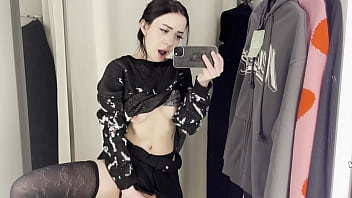 Naughty Teen Orgasms in Public Dressing Room