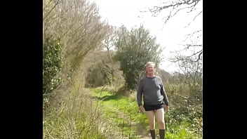 Polly lifts her skirt on a public footpath