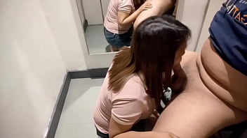 Risky Horny Filipina Suck and Fuck in A Public Fitting Room EATS CUM PART 4